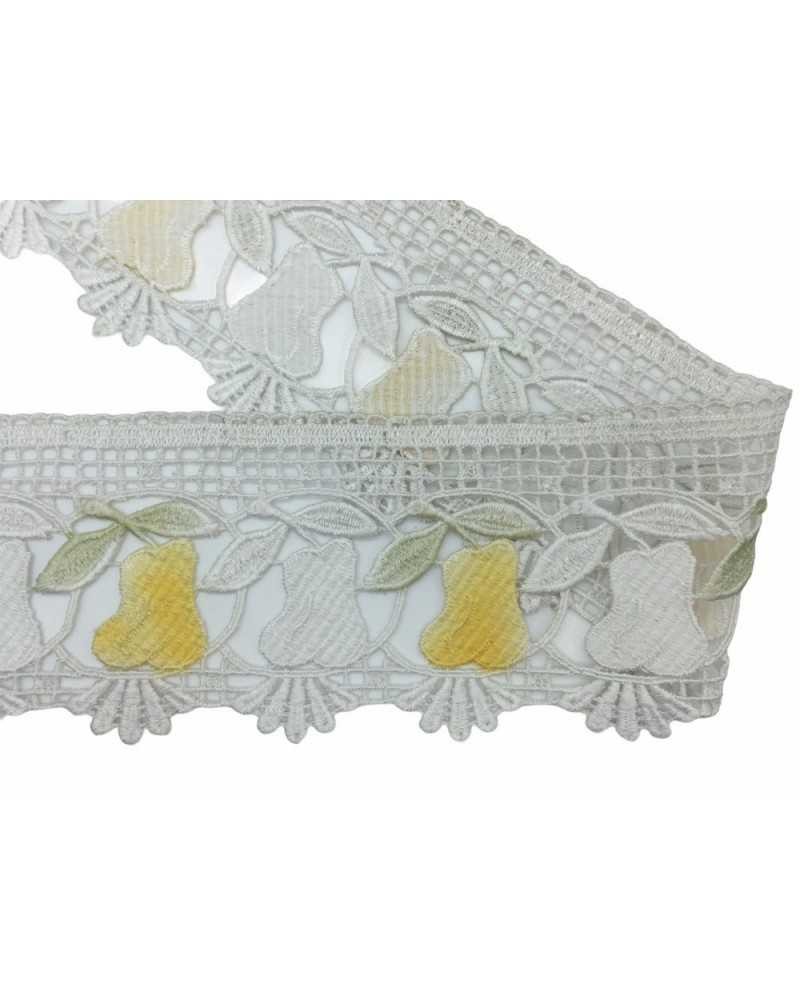 Passamaneria Merletto Macramè Punta Pera Giallo Bicolore Alto 11 Cm