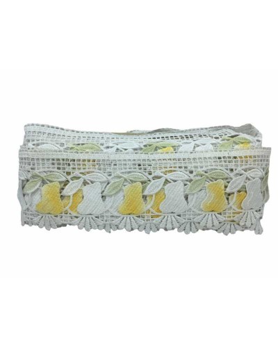 Passamaneria Merletto Macramè Punta Pera Giallo Bicolore Alto 11 Cm