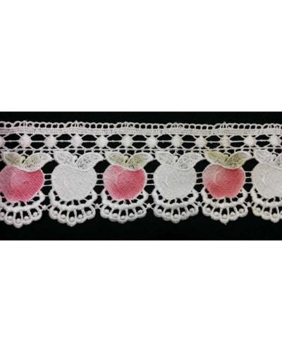 Merletto Macramè Punta Bianco Mela Rosso Smerlato Alto 11 Cm