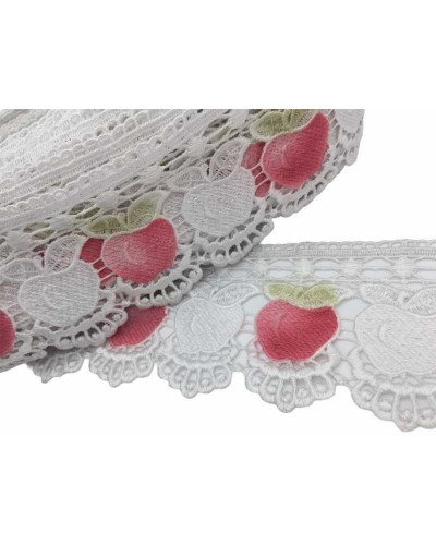 Merletto Macramè Punta Bianco Mela Rosso Smerlato Alto 11 Cm
