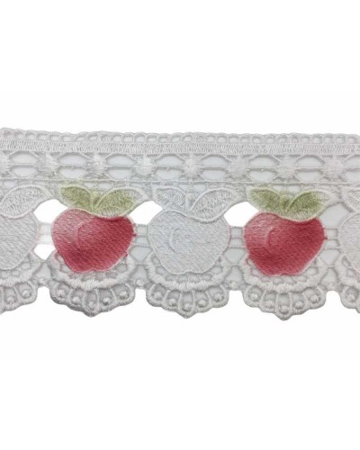 Merletto Macramè Punta Bianco Mela Rosso Smerlato Alto 11 Cm