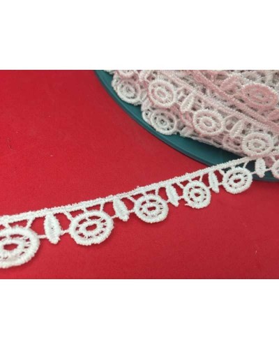 Passamaneria Merletto Pizzo Macramè Disegno Fiore Alto Cm 2 Bianco