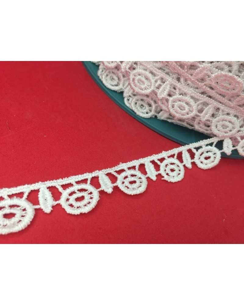 Passamaneria Merletto Pizzo Macramè Disegno Fiore Alto Cm 2 Bianco