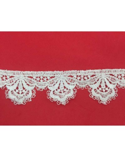 Passamaneria Merletto Pizzo Macramè Bianco Smerlato Fiore Alto Cm 5