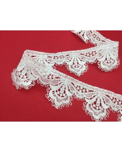 Passamaneria Merletto Pizzo Macramè Bianco Smerlato Fiore Alto Cm 5