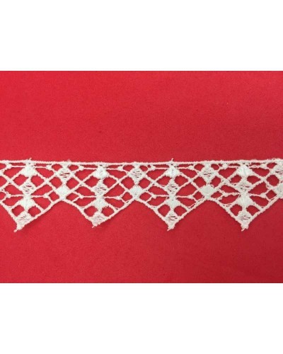 Passamaneria Merletto Pizzo Macramè Disegno Triangolo Alto 25 mm Bianco