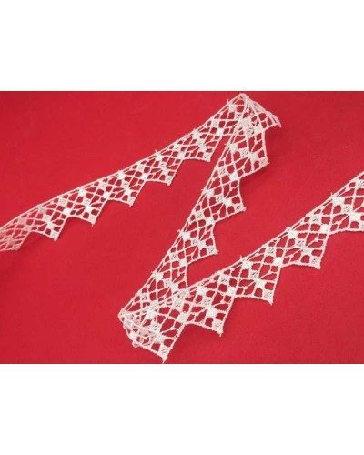 Passamaneria Merletto Pizzo Macramè Disegno Triangolo Alto 25 mm Bianco