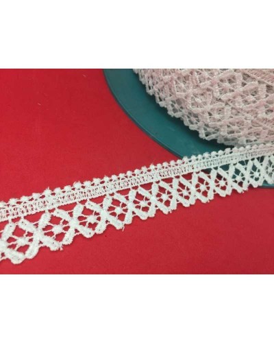 Passamaneria Merletto Pizzo Macramè Disegno Rombo Alto Cm 3 Bianco