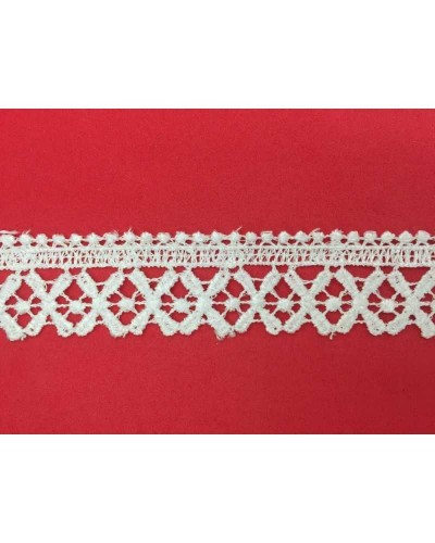 Passamaneria Merletto Pizzo Macramè Disegno Rombo Alto Cm 3 Bianco