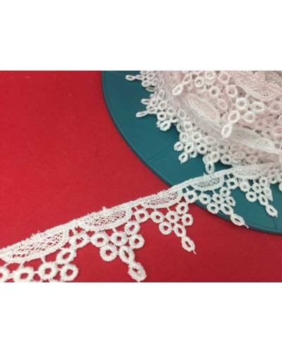 Passamaneria Merletto Pizzo Macramè Bianco Disegno Grappolo Uva Alto Cm 3