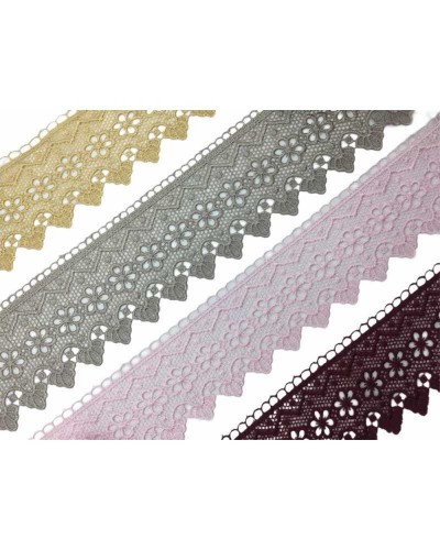 Passamaneria Pizzo Macramè Merletto Fiorellino Punta Alto 65 Mm