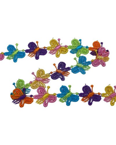 50 Cm Passamaneria Applicazione Macramè Farfalle Ritagliabili Multicolor Alta 25 Mm