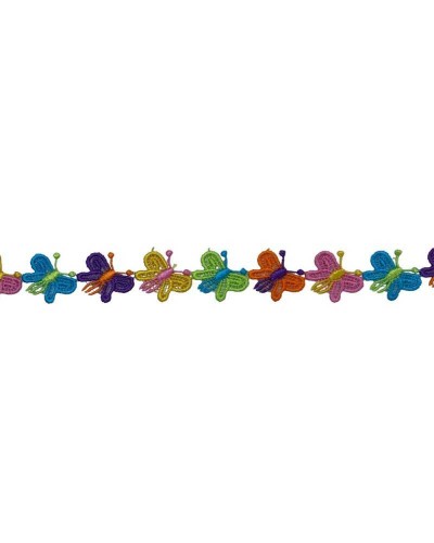 50 Cm Passamaneria Applicazione Macramè Farfalle Ritagliabili Multicolor Alta 25 Mm