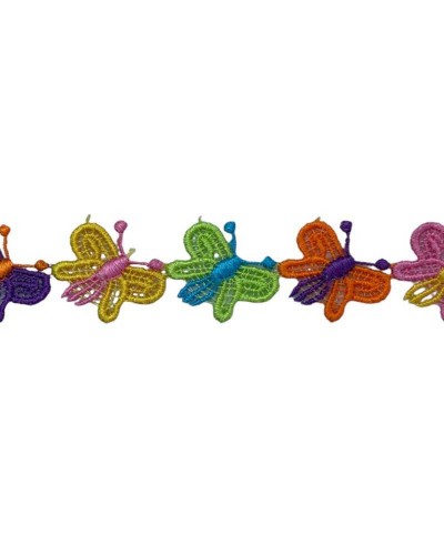 50 Cm Passamaneria Applicazione Macramè Farfalle Ritagliabili Multicolor Alta 25 Mm