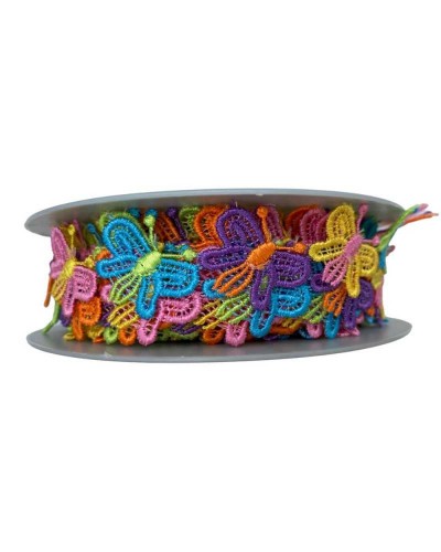 50 Cm Passamaneria Applicazione Macramè Farfalle Ritagliabili Multicolor Alta 25 Mm