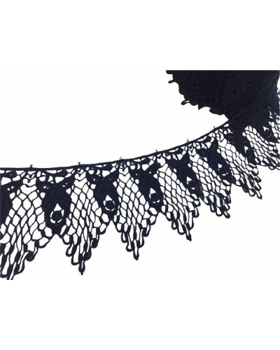 Passamaneria Merletto Macramè Pizzo Punta Blu Fiore Alto 6 Cm