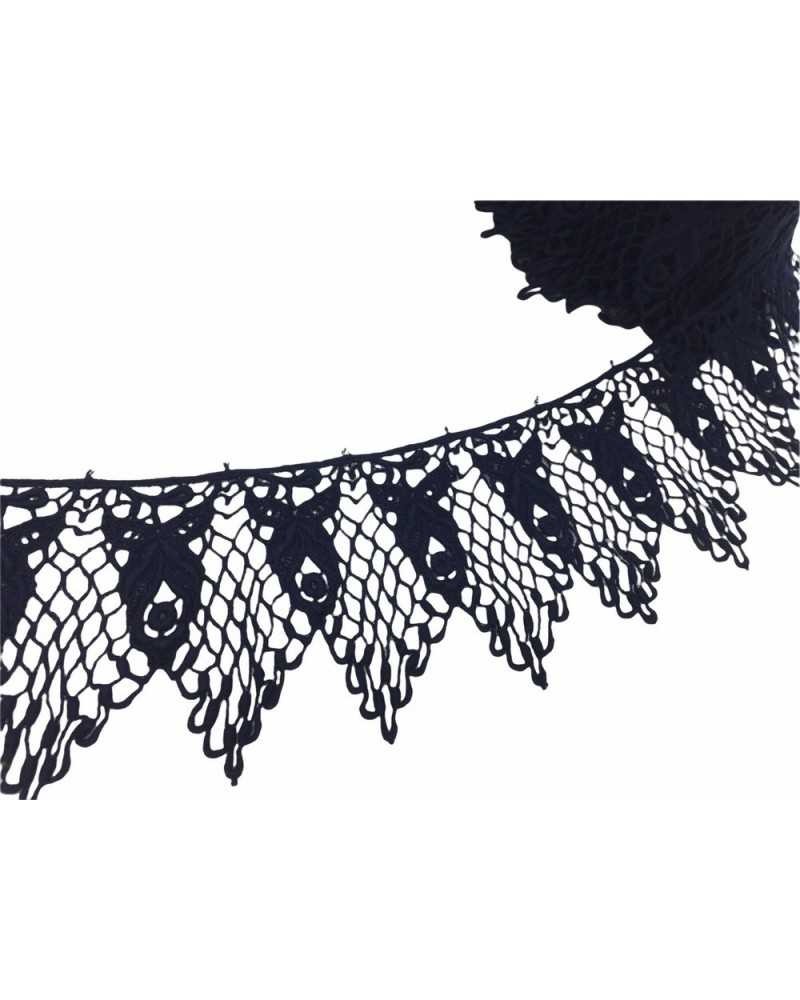 Passamaneria Merletto Macramè Pizzo Punta Blu Fiore Alto 6 Cm