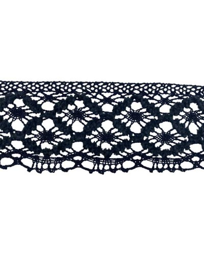 Passamaneria Disegno Rombo Merletto Pizzo Nero Cinigliato Punta Alto 5 Cm