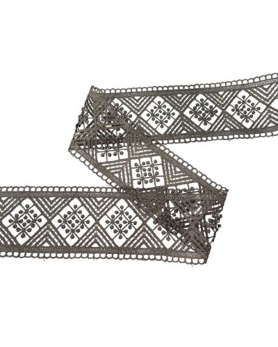 Passamaneria Macrame Pizzo Merletto Tramezzo Rombo Colore Fango Alto 75 Mm