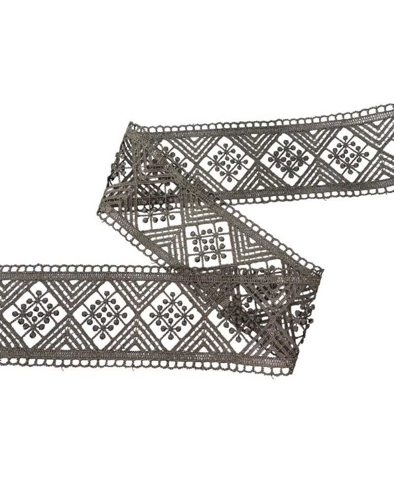 Passamaneria Macrame Pizzo Merletto Tramezzo Rombo Colore Fango Alto 75 Mm