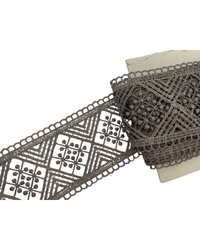 Passamaneria Macrame Pizzo Merletto Tramezzo Rombo Colore Fango Alto 75 Mm