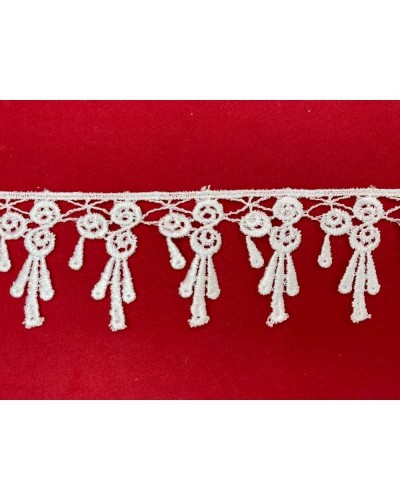 Passamaneria Pizzo Macramè Merletto Punta Ricamo Fiore Frangia Pendente Bianco Alto 4,5 Cm