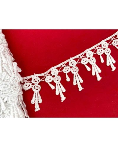 Passamaneria Pizzo Macramè Merletto Punta Ricamo Fiore Frangia Pendente Bianco Alto 4,5 Cm