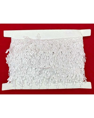 Passamaneria Pizzo Macramè Merletto Punta Ricamo Fiore Frangia Pendente Bianco Alto 4,5 Cm