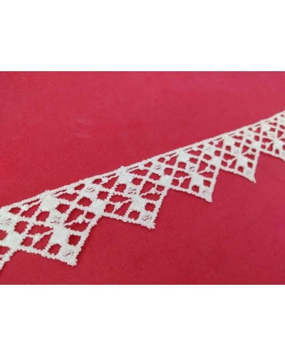 Passamaneria Pizzo Macramè Puntina Rombo Bianco Alto 25 Mm