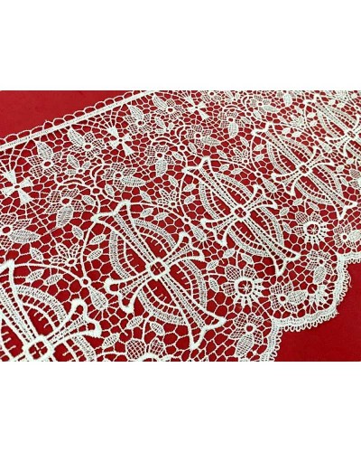 Passamaneria Macramè Pizzo Ricamo Sacro Croce Fiori Smerlato Bianco Alto 25 Cm