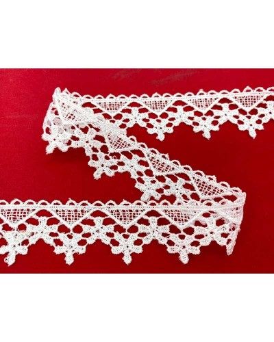 Passamaneria Pizzo Macramè Merletto Bianco Fiore Triangolo Punta Alto 25 Mm