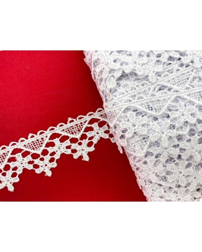 Passamaneria Pizzo Macramè Merletto Bianco Fiore Triangolo Punta Alto 25 Mm