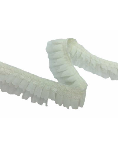 50 Cm Passamaneria Rouches Plissettata Macramè Pizzo Georgette Tulle Alto 45 Mm