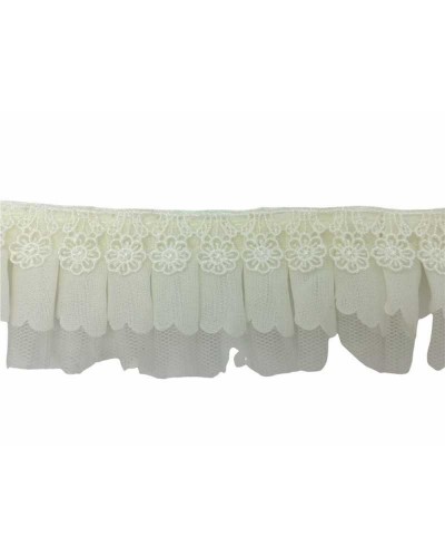 50 Cm Passamaneria Rouches Plissettata Macramè Pizzo Georgette Tulle Alto 45 Mm