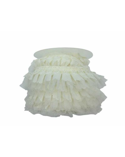 50 Cm Passamaneria Rouches Plissettata Macramè Pizzo Georgette Tulle Alto 45 Mm