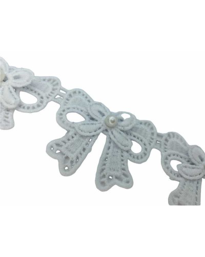 50 Cm Passamaneria Macramè Ritagliabili Modello Doppio Fiocco Perlina Alta 4 Cm