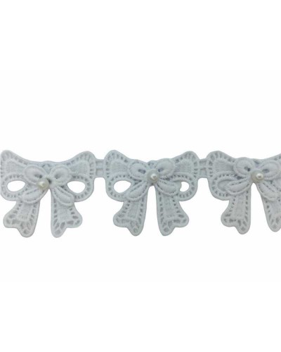 50 Cm Passamaneria Macramè Ritagliabili Modello Doppio Fiocco Perlina Alta 4 Cm