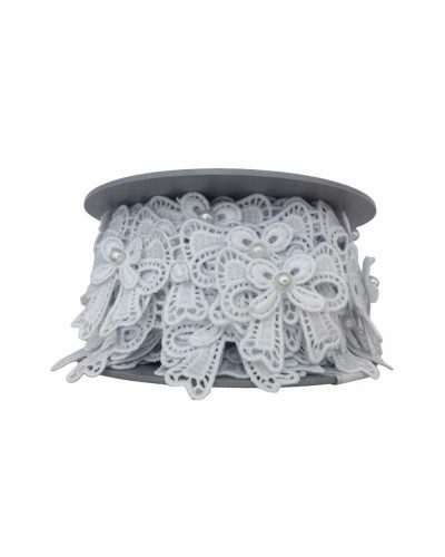 50 Cm Passamaneria Macramè Ritagliabili Modello Doppio Fiocco Perlina Alta 4 Cm