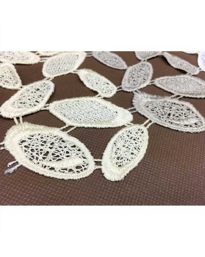 50 cm Tendina modello tirolese con asola in macramè in tre colori panna tortora e beige alta 60 cm