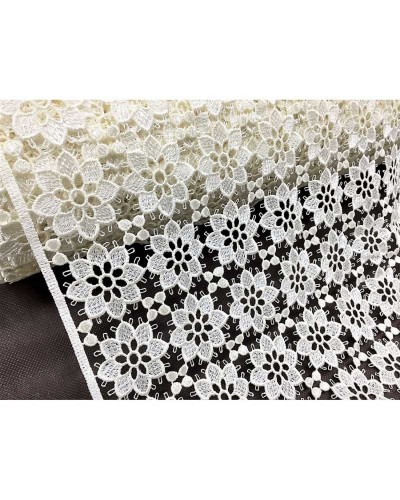 25 cm Macramè a metraggio ritagliabile disegno fiore stilizzato a 8 punte alto 60 cm