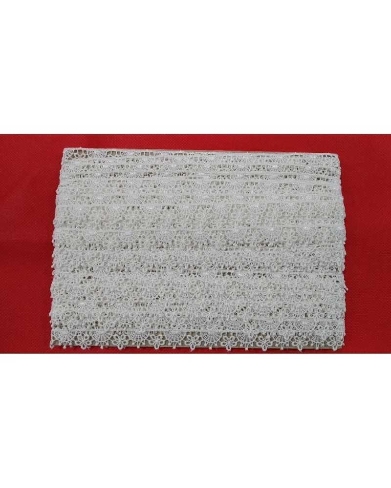 19 Mt Merletto Passamaneria Pizzo Macramè Puntina Fiorellino Archetti Alto 15 mm