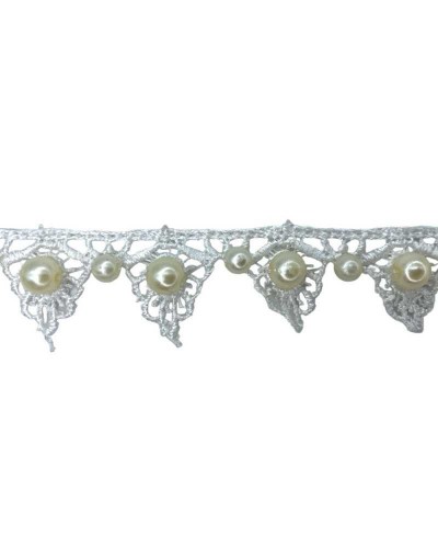 50 Cm Passamaneria Macramè Bianco Latte Sposa Perline Alta 25 Mm