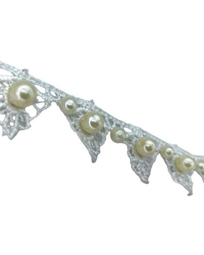 50 Cm Passamaneria Macramè Bianco Latte Sposa Perline Alta 25 Mm