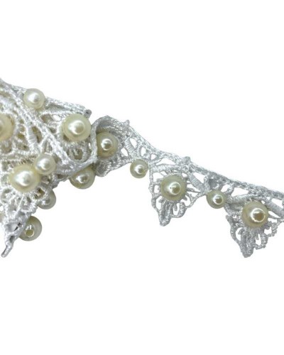 50 Cm Passamaneria Macramè Bianco Latte Sposa Perline Alta 25 Mm