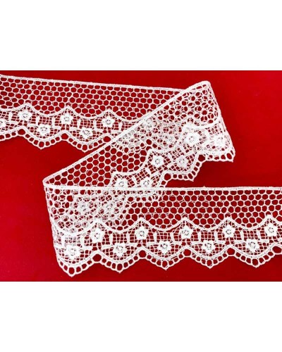 Passamaneria Pizzo Merletto Macramè Punta Ricamo Roselline Alto 5 cm