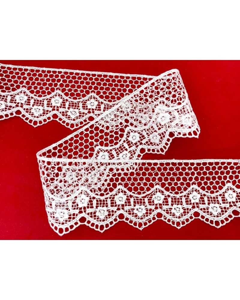 Passamaneria Pizzo Merletto Macramè Punta Ricamo Roselline Alto 5 cm