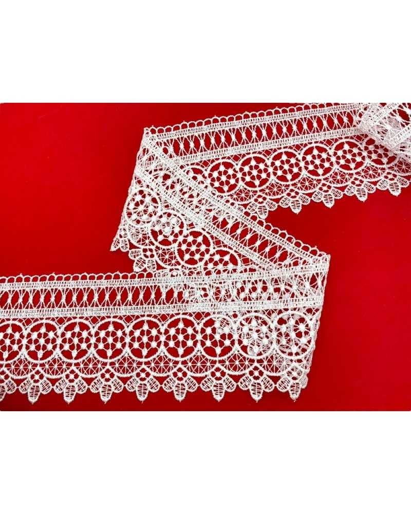 Passamaneria Pizzo Macramè Punta Fiore e Cerchi Alto 9,5 Cm