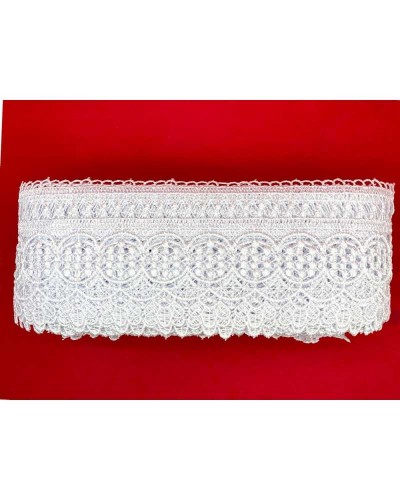 Passamaneria Pizzo Macramè Punta Fiore e Cerchi Alto 9,5 Cm