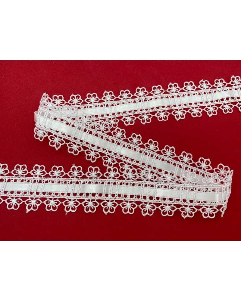 Passamaneria Pizzo Macramè Fiori Tramezzo Fiore Passanastro Raso Alto 3 Cm