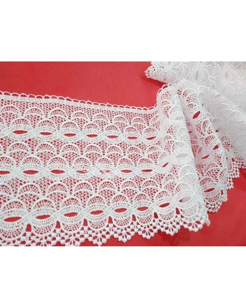 Passamaneria Pizzo Macramè Bianco Disegno Archi Smerlato Alto 20 Cm
